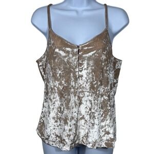 NWT Lucky Brand Crushed Velvet Blush Button Front Cami Top Size Large